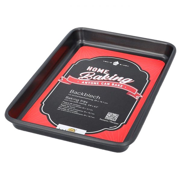 BAKING TRAY,25X15.5CM,H2.8CM,WITH BLACK NON STICK