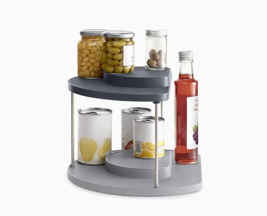 CupboardStore™ 2-tier Grey Rotating Organiser