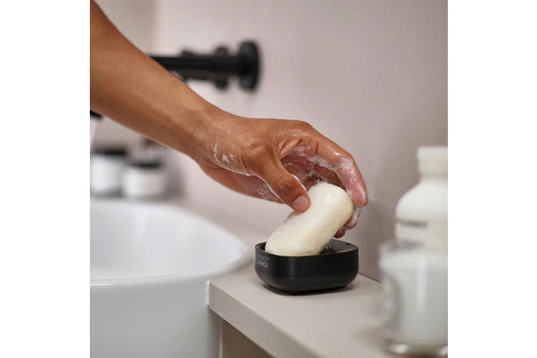 slim compact soap dish black