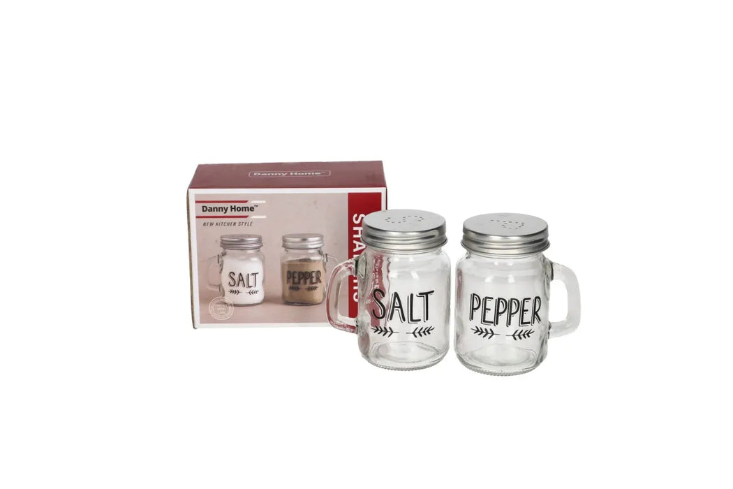 SET of 2 GLASS SALT/PEPPER SHAKERS