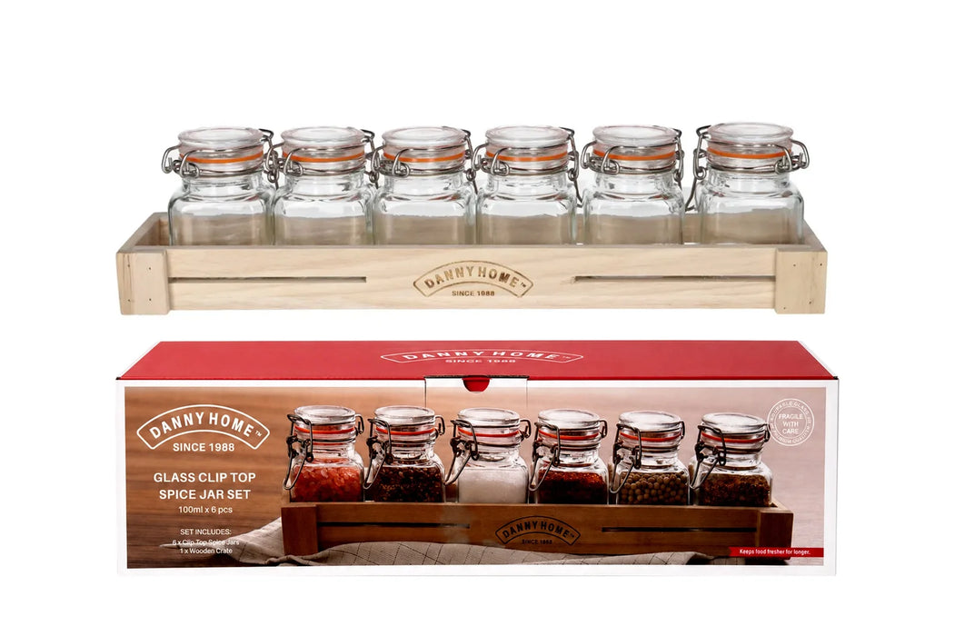 SET WOODEN CRATE W/6 SPICE JAR 100ML