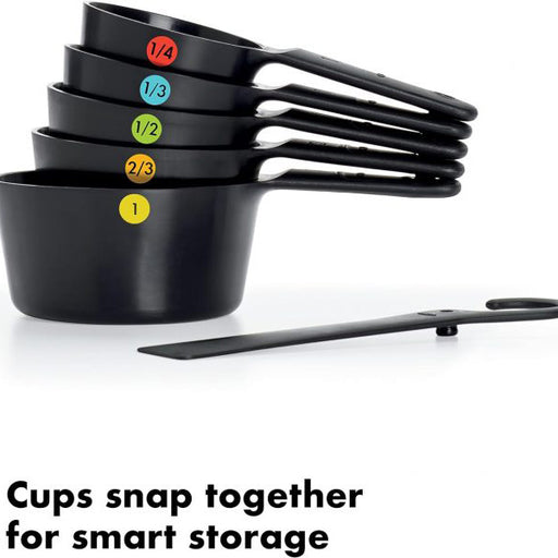 6 PC PLASTIC MEASURING CUPS -SNAPS - BLACK