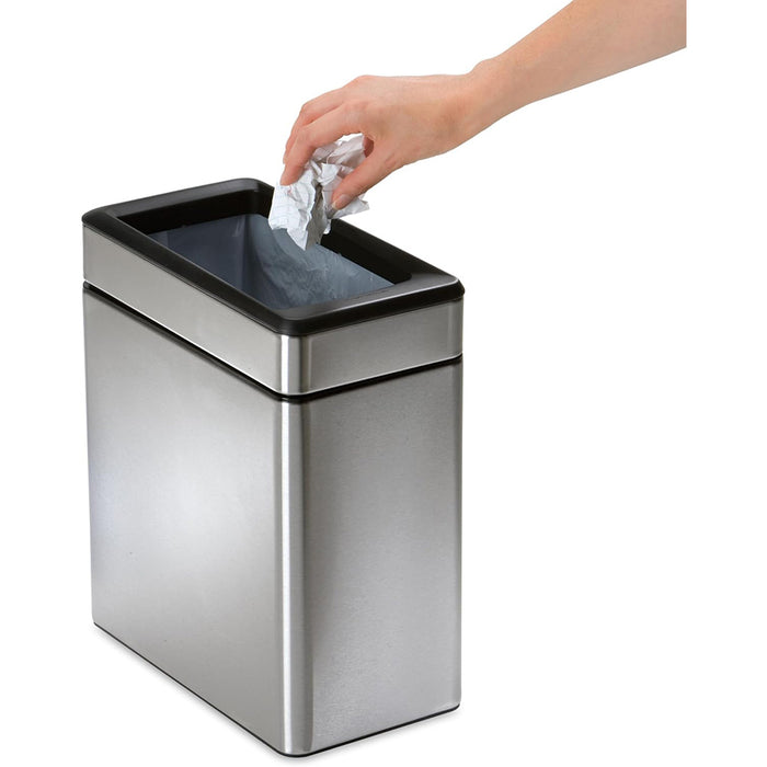 Profile open bin 10litre brushed steel