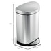 Semiround pedal bins 10litre FPP brushed steel