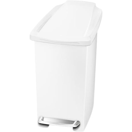 Slim Pedal Bin Plastic White 10L