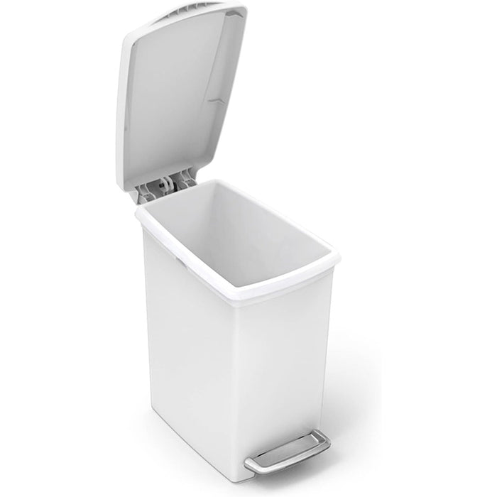 Slim Pedal Bin Plastic White 10L