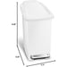 Slim Pedal Bin Plastic White 10L