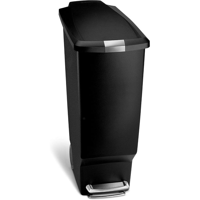 Slim Pedal Bin Plastic Black 25L