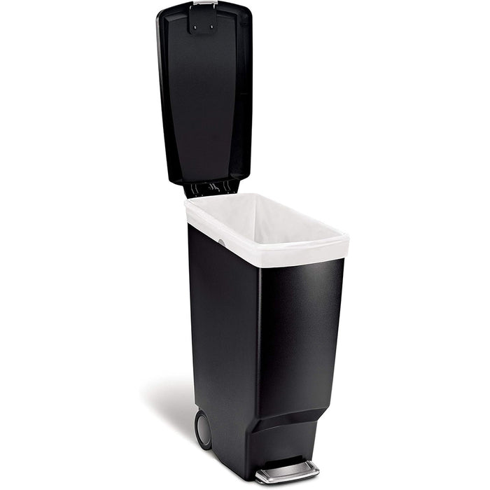 Slim Pedal Bin Plastic Black 25L