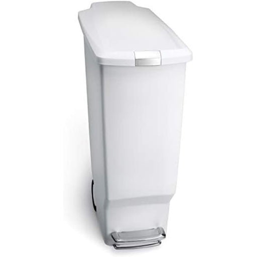 Plastic slim pedal bins 40litre white