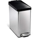 Profile Step Bin Brushed Stainless steel  black plastic Lid 10L