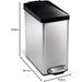 Profile Step Bin Brushed Stainless steel  black plastic Lid 10L