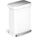 55L RECTANGULAR PEDAL BIN W/LINER POCKET, White