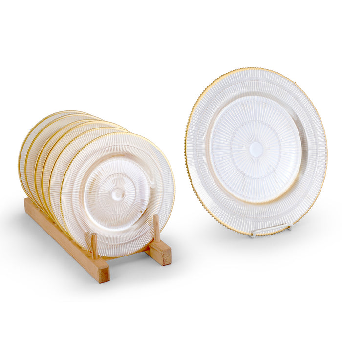 7-Piece Elegant Glass Plate Set – 1 Serving Plate + 6 Dessert Plates