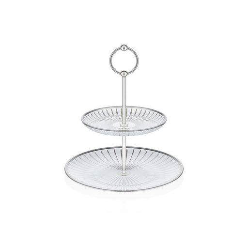 SERVING PLATE TWO TIER ACCADEMIA PLATINUM