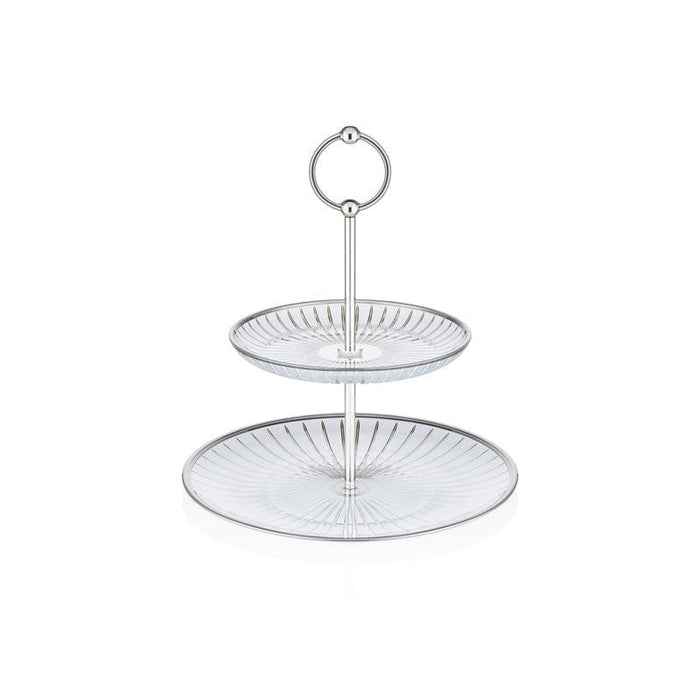 SERVING PLATE TWO TIER ACCADEMIA PLATINUM