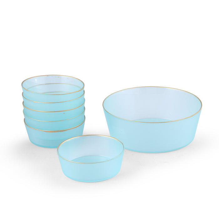 7-Piece Elegant Glass Bowl Set – 1 Large Serving Bowl + 6 Small Bowls