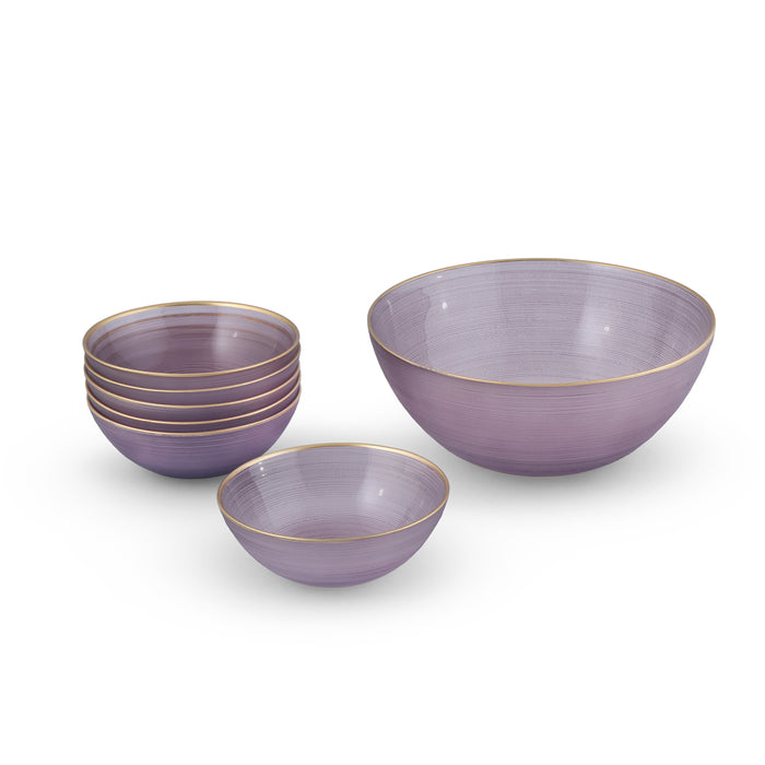 7-Piece Elegant Glass Bowl Set – 1 Large Serving Bowl + 6 Small Bowls