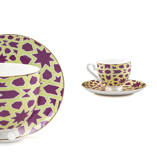 Coffee Cup Set Purple For 6 Persons