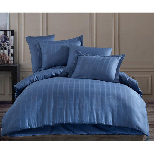 4pcs Single Duvet Cover 160*220 SATIN Ekose Navy