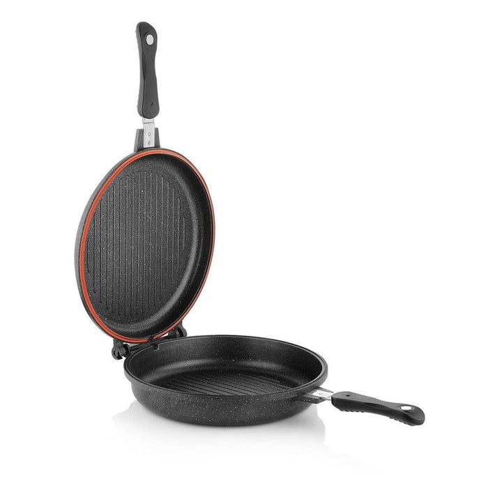 SCHAFER ROUND DOUBLE GRILL PAN-30CM-2 PCS.-BLACK