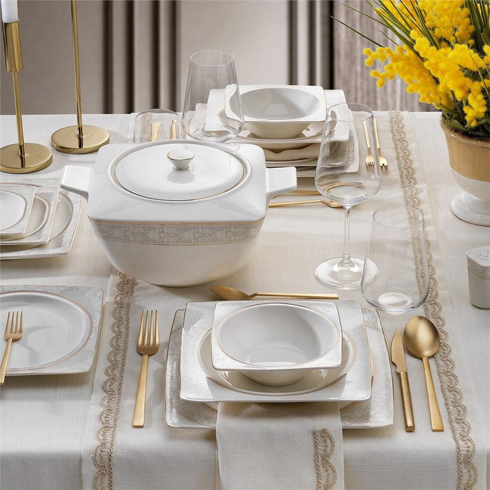 SCHAFER GLAMOR ELEGANT DINNER SET-60 PCS-WHITE