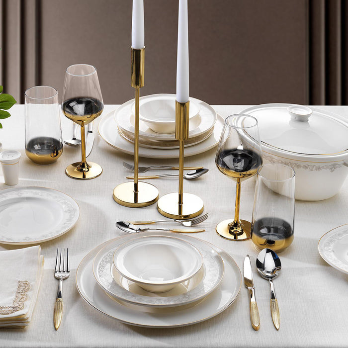 SCHAFER QUEEN NATTY BONE DINNER SET -60 PCSD-GOLD