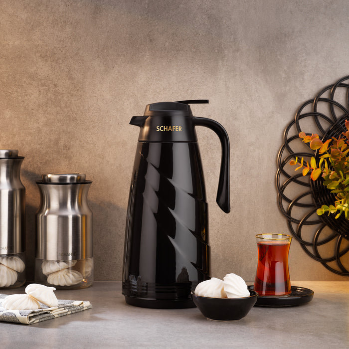 Schafer Kitchenhouse Mimosa 1.5 L Glass Thermos-Black