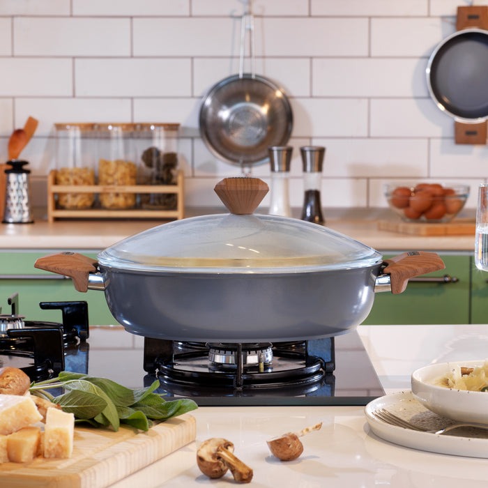 Schafer Fiesta Ceramic Flat Pot 30 Cm-Black