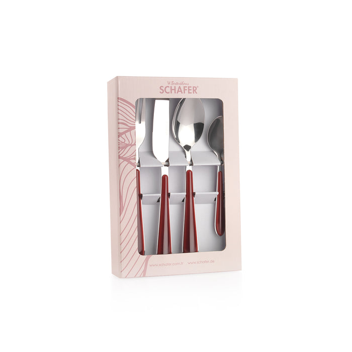 Schafer Mona 24 Pieces Cutlery Set-Red02