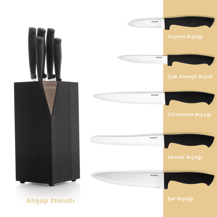 Schafer Solide Knife Set 6 Pieces-Black10