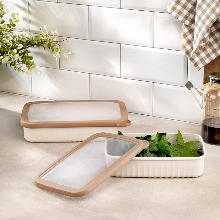 Schafer Ashley 2-pack Rectangular Shallow Storage Container-Cream