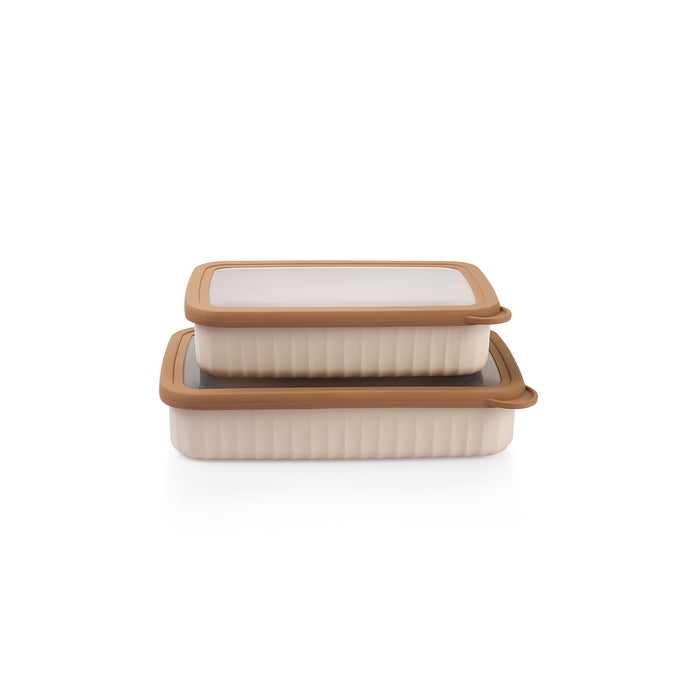 Schafer Ashley 2-pack Rectangular Shallow Storage Container-Cream