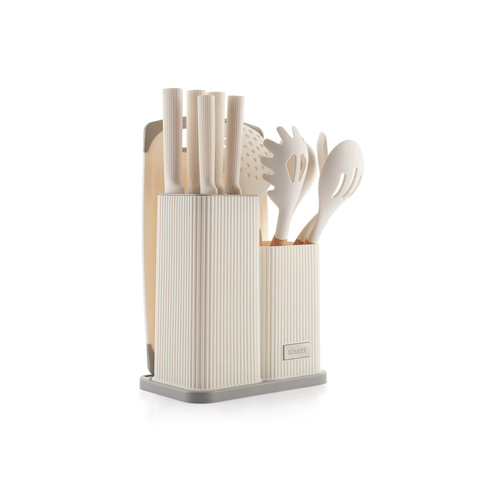 Schafer Forge Knife and Serving Set 12 Pieces-Cream
