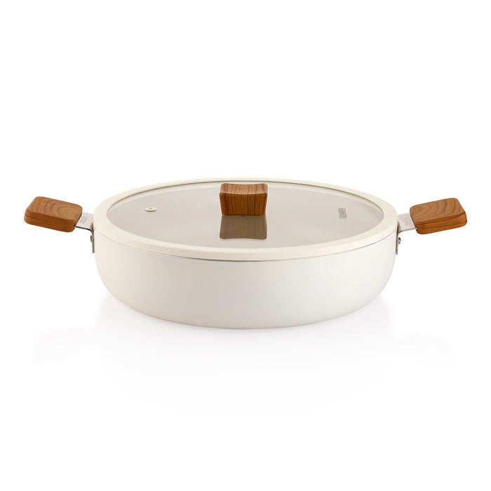 Schafer Ceramoni Ceramic Low Pot 30 Cm-Cream
