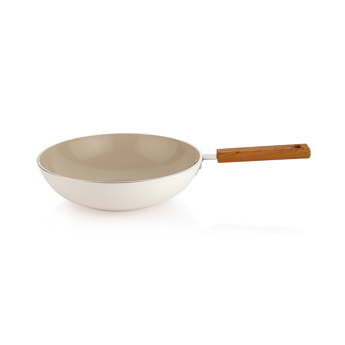 Schafer Ceramoni Ceramic Wok Pan 28 Cm-Cream