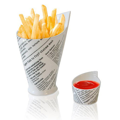 MW NEWS PRINT FRENCH FRIES CUP & SAUCE DISH GB