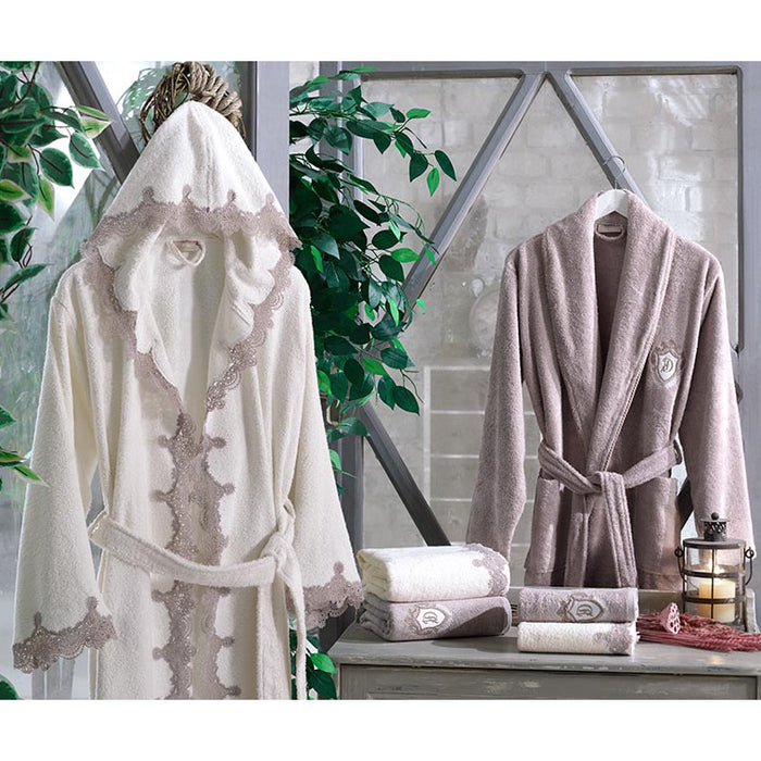 Dantela 6 pcs Bathrobe Set ALMIRA KREM