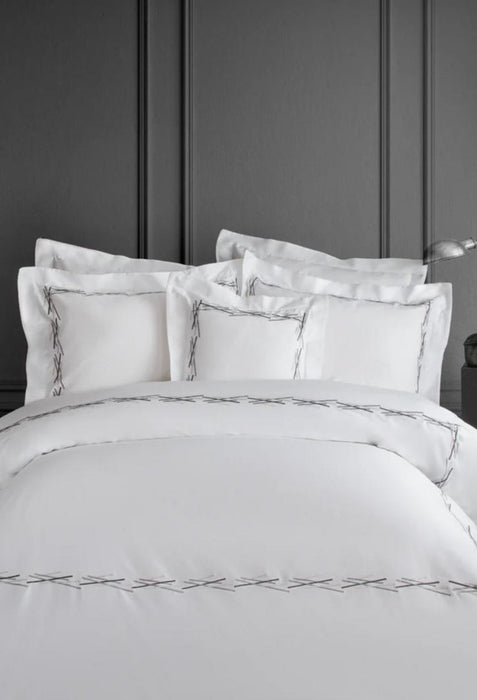Double Grey FLORIDA ANTHRACITE- Duvet Cover Set Embroideried
