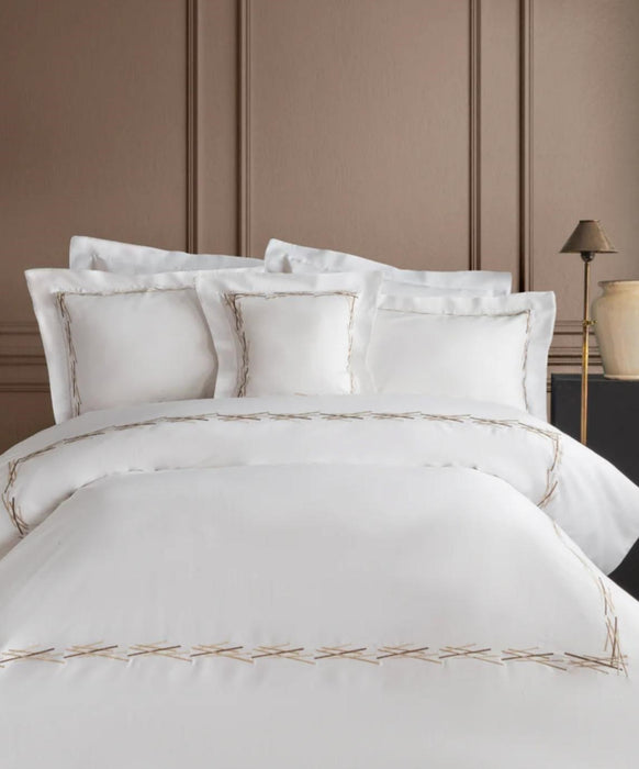 Double BROWN FLORIDA -BEIGE Duvet Cover Set Embroideried