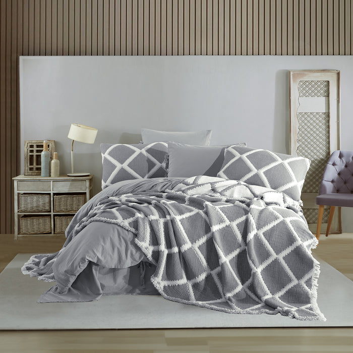 Dantela double duvet cover set + bedspread GARCIA ANTHRACITE