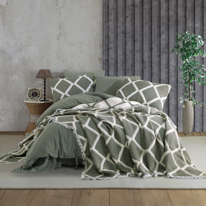 Dantela double duvet cover set + bedspread GARCIA KHAKI