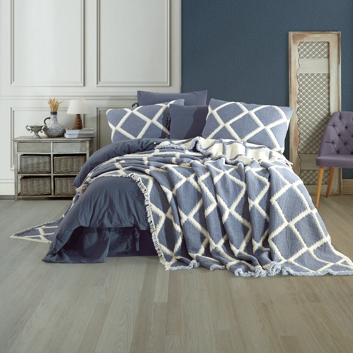 Dantela double duvet cover set + bedspread GARCIA NAVY