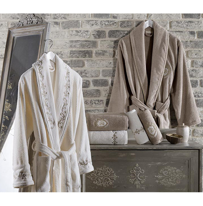 SUDE Set Robe Bath -KREM-BEJ